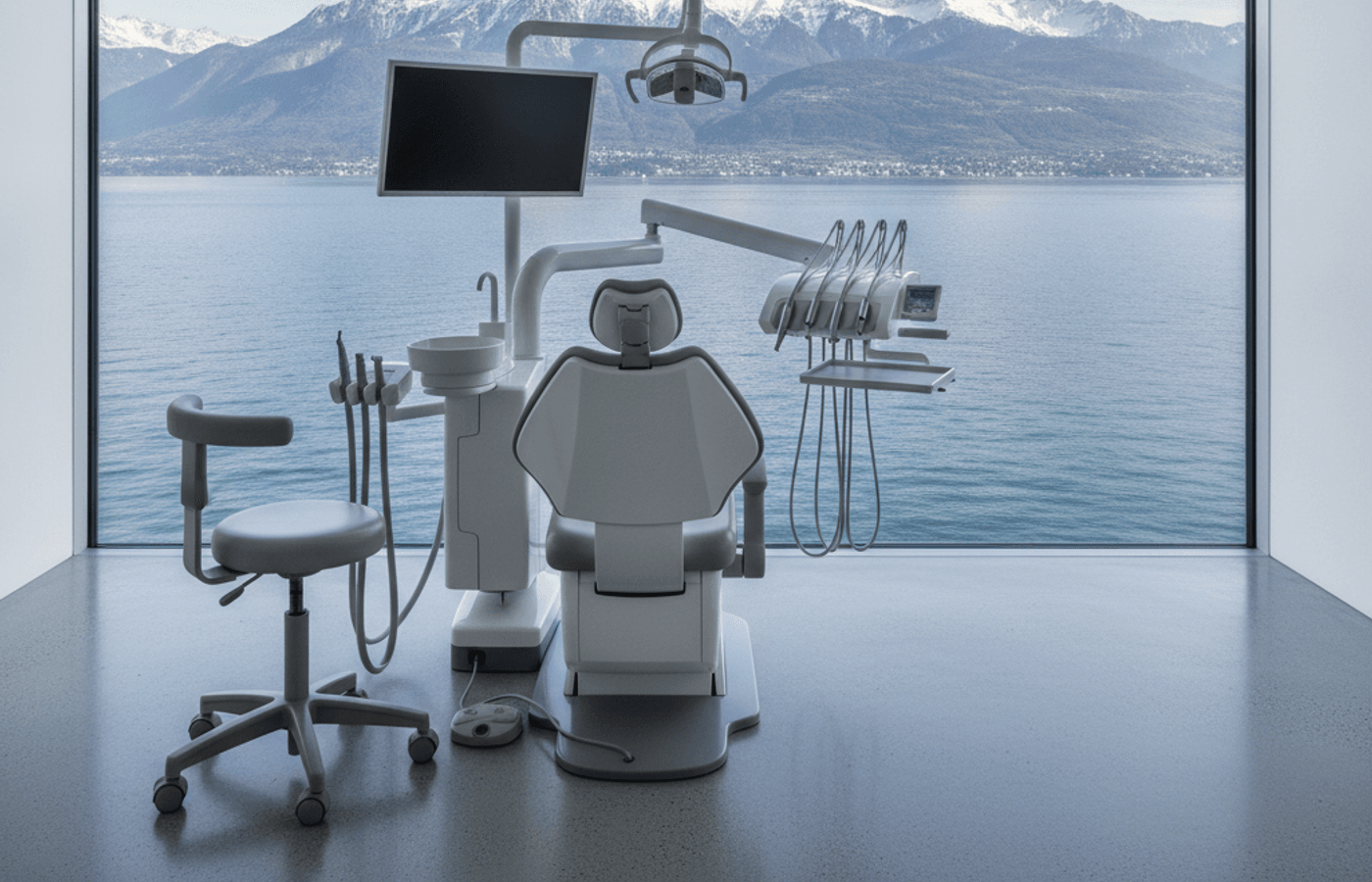 Salle de soins avec vue sur le lac Leman a Lausanne